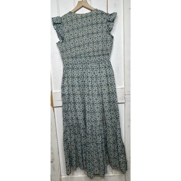 NWOT Anthropologie The Peregrine Midi Dress Blue Green Floral Prairie Boho Small - Picture 2 of 12
